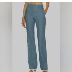 NWT GRLFRND The Linen Flared Pant in Denim Blue